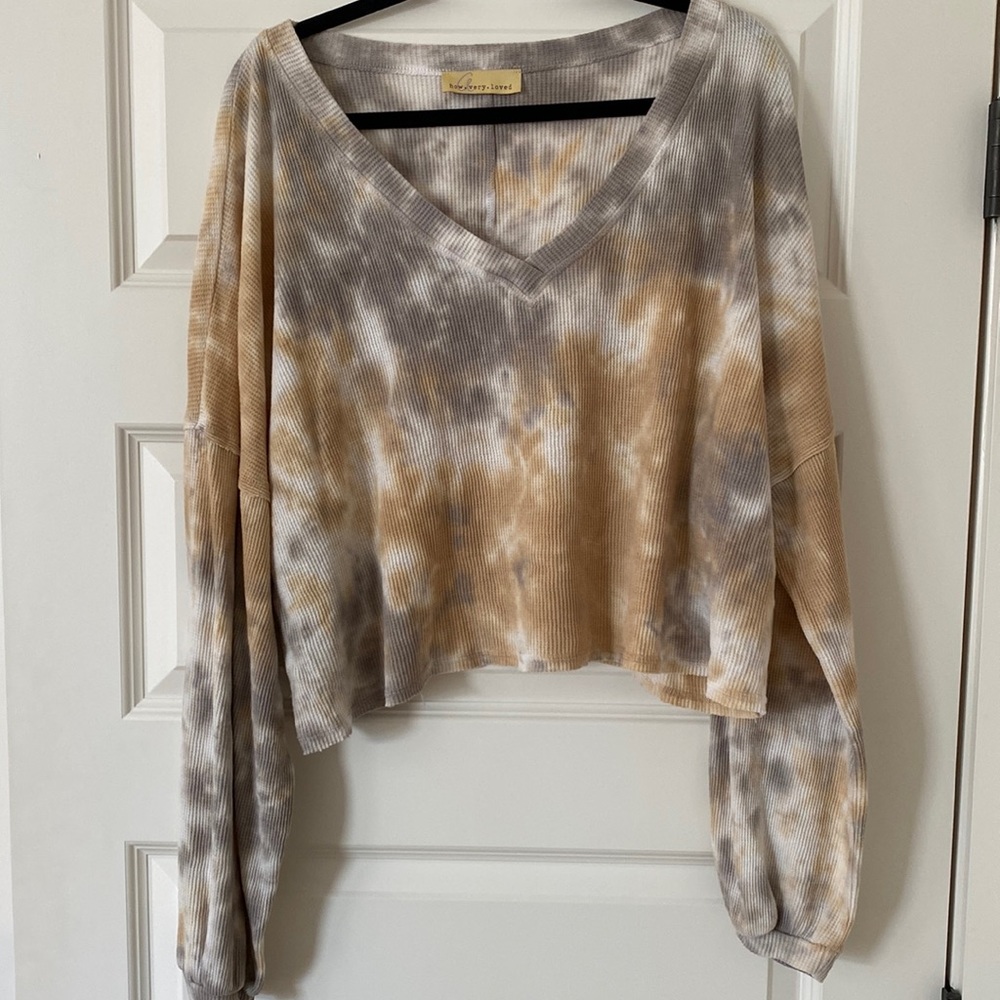 How Very Loved Tie Dye Ballon Sleeve Thermal Top